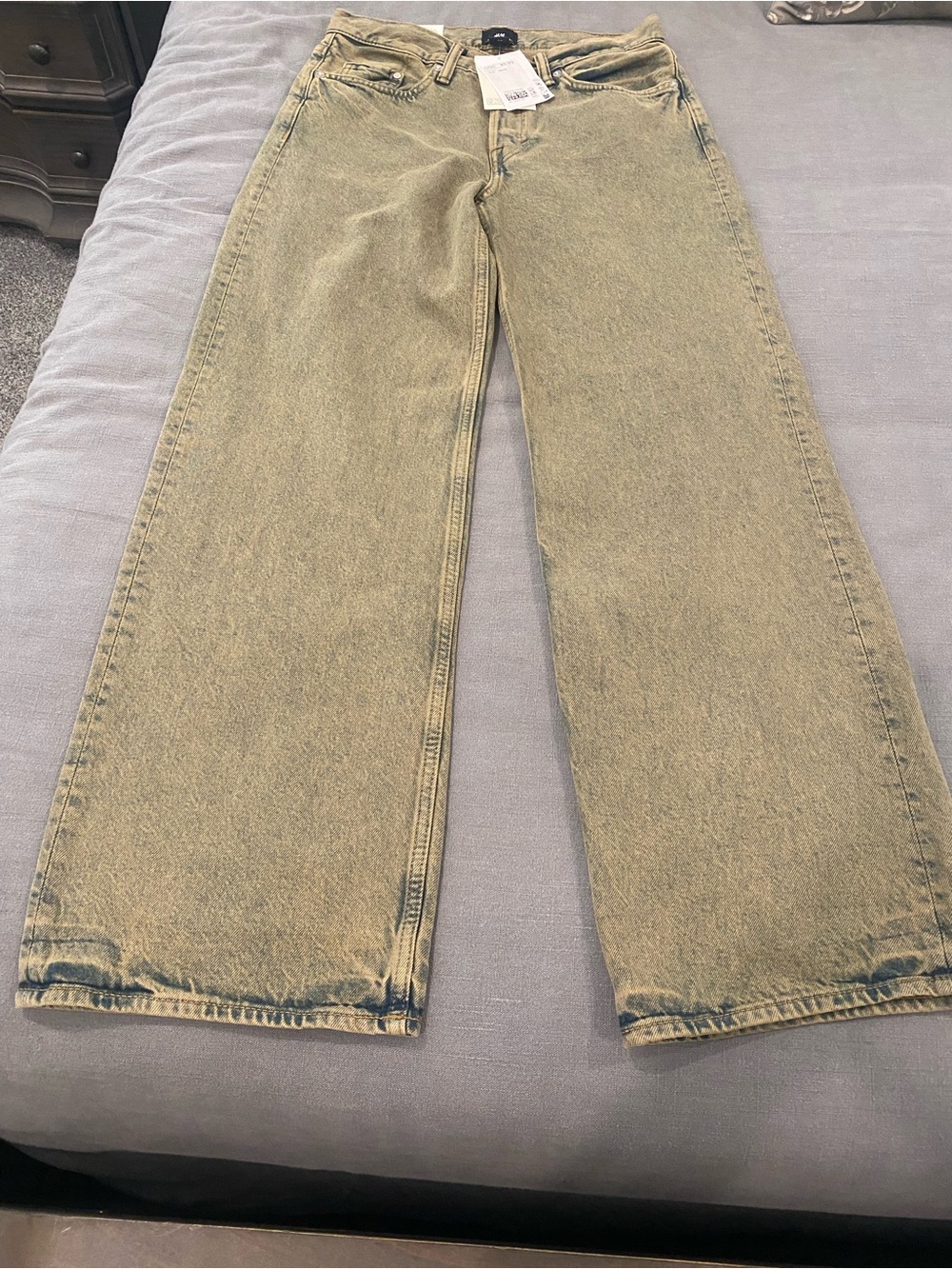 H&M Women's Bootcut Jeans in Washed Olive